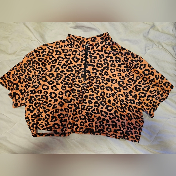 PLT Neon Orange Leopard Zipper Bikini, Plus Size 18 - Picture 5 of 10